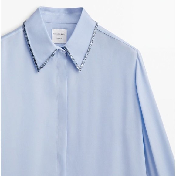 MASSIMO DUTTI Studio Flowing shirt with rhinestone detail 9407/954 - Picture 9 of 13